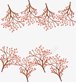 红色野果子树枝矢量图素材
