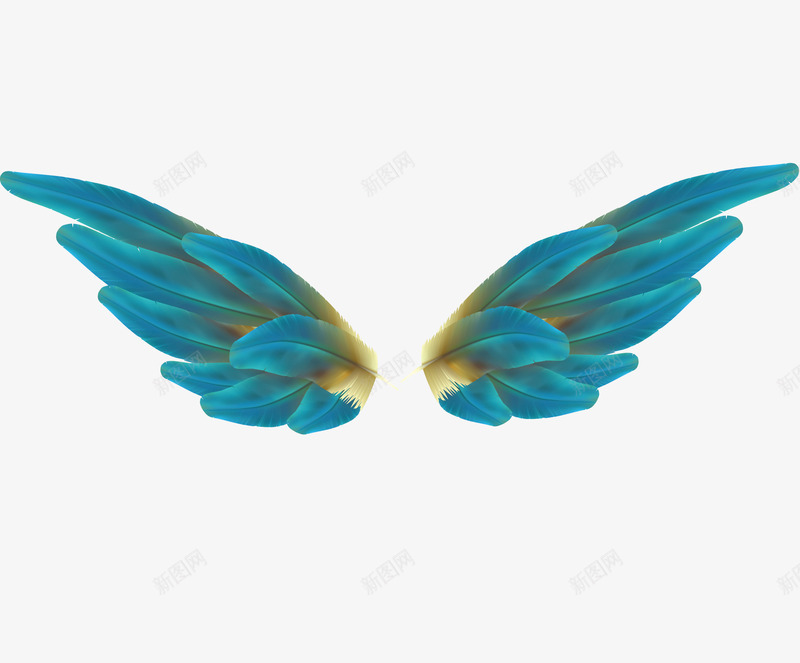 蓝色翅膀图案psd免抠素材_新图网 https://ixintu.com 文艺 清新 炫酷 翅膀 蓝色