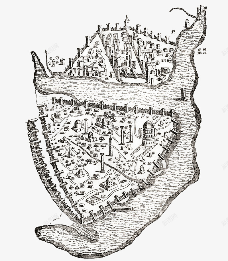 古希腊地图png免抠素材_新图网 https://ixintu.com 古代地图 古希腊 城镇 手绘地图