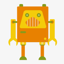 卡通橙色的机器人矢量图素材
