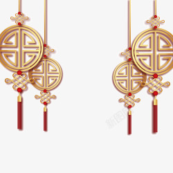 春节金色中国结装饰素材