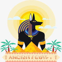 真实狼的图片古代埃及金字塔狼面人矢量图高清图片