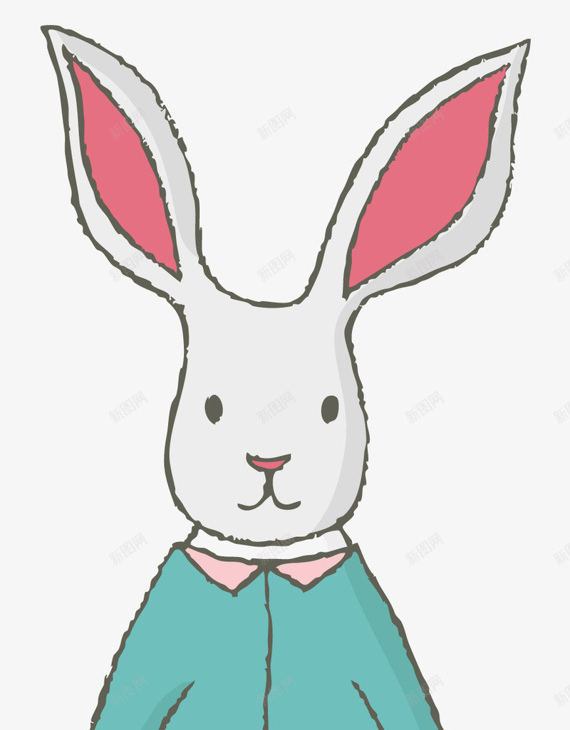 大耳朵兔子png免抠素材_新图网 https://ixintu.com 兔子 大耳朵 手绘 衣服