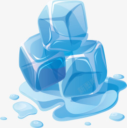 夏季晶莹蓝色的冰块矢量图素材