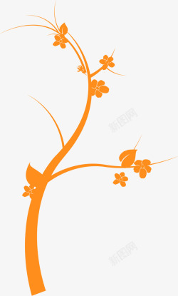 橙黄色效果海报树枝素材