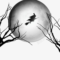 女巫在夜空中飞行矢量图素材