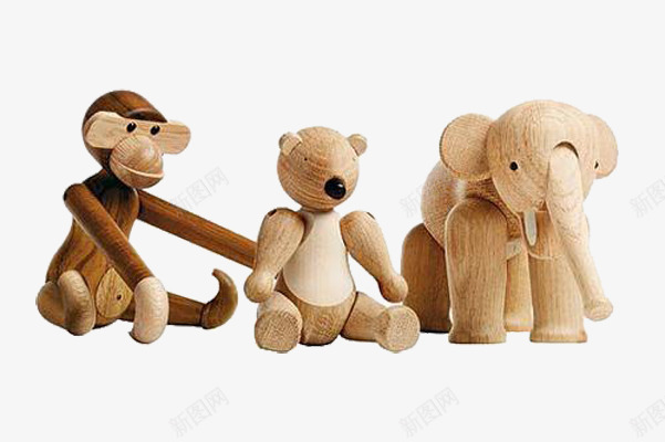 儿童玩具木头png免抠素材_新图网 https://ixintu.com 大象 小熊 木质 猴子 玩具