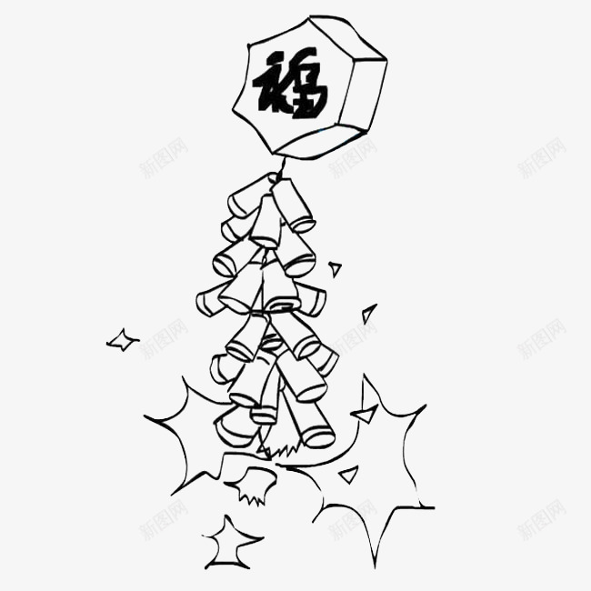 黑色手绘新年鞭炮png免抠素材_新图网 https://ixintu.com 传统节日 手绘鞭炮 福字 简笔画鞭炮 过年 鞭炮 鞭炮装饰