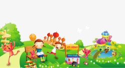 湿地公园海报卡通欢乐儿童节海报插画高清图片
