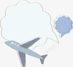卡通线条飞机气泡对话框素材