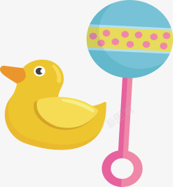 黄色小鸭子彩色玩具卡通可爱婴儿矢量图素材