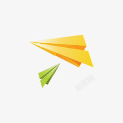 黄绿色纸飞机矢量图素材