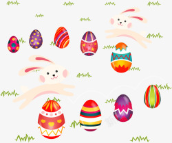 彩色鸡蛋与兔子素材