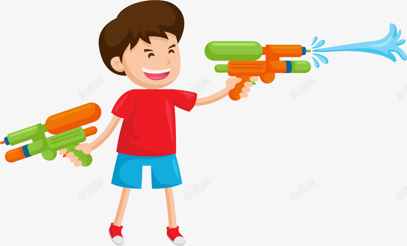 微笑卡通水枪男孩png免抠素材_新图网 https://ixintu.com 儿童玩具 小孩 打水仗 打水仗男孩 水枪男孩 游戏 玩耍 童趣