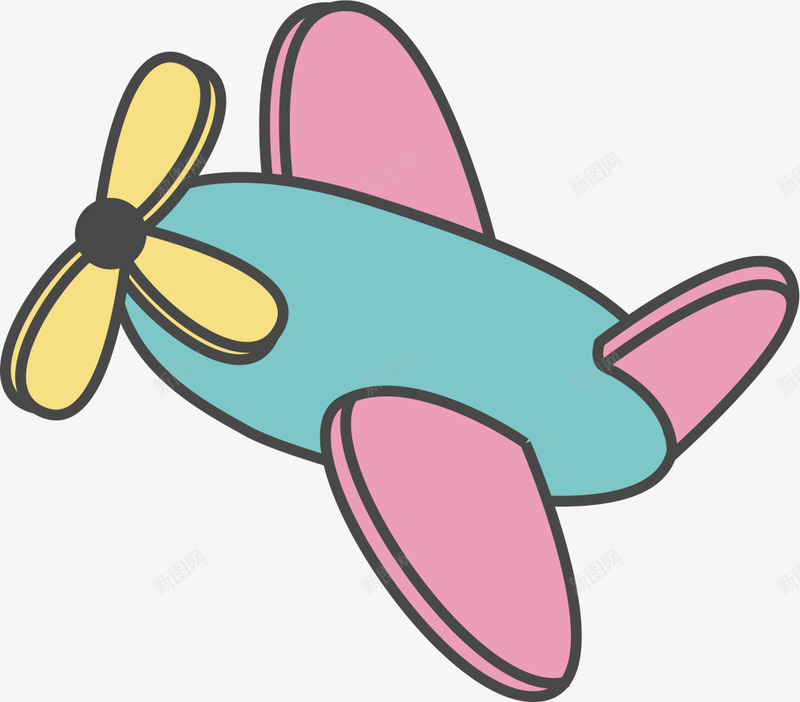 玩具小飞机png免抠素材_新图网 https://ixintu.com AI 卡通 婴儿 手绘 玩具 粉色 线条