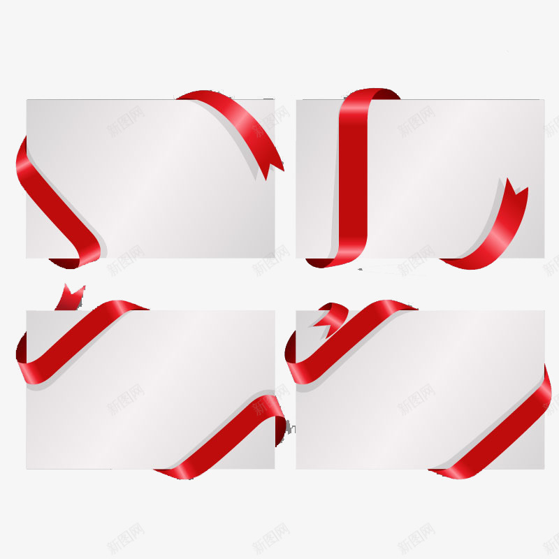 4款红色丝带缠绕卡片png免抠素材_新图网 https://ixintu.com 丝带卡片 丝带缠绕 卡片 红色丝带