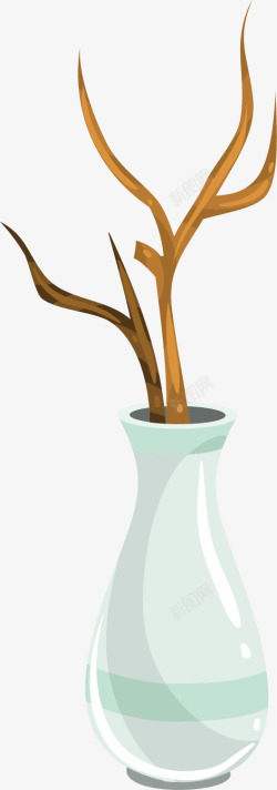 焦糖色花瓶中的树枝矢量图高清图片