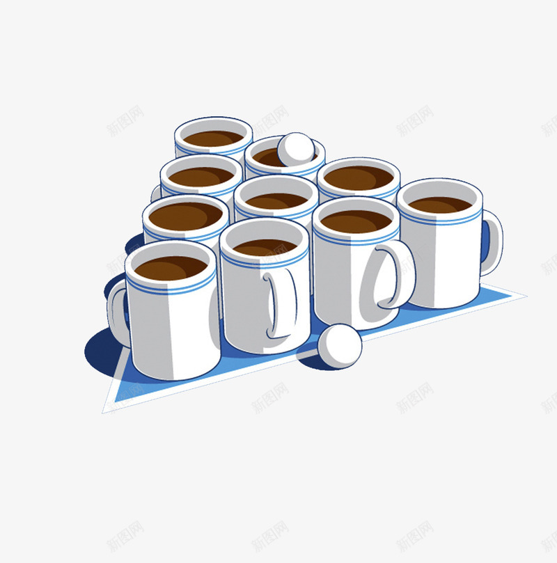 装满咖啡的马克杯组合png免抠素材_新图网 https://ixintu.com 咖啡 排列组合 餐饮 饮料 马克杯