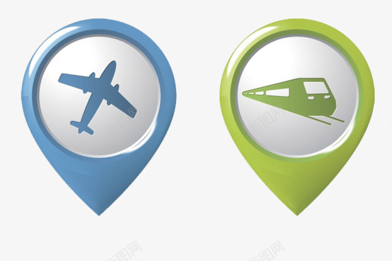 飞机和地铁定位标志图标图标