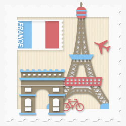 巴黎邮票法国地标建筑邮票插画高清图片