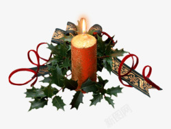 蜡烛圣诞蜡烛红色蜡烛丝带装饰素材