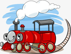 冒烟的火车正在行驶的开心的小火车高清图片