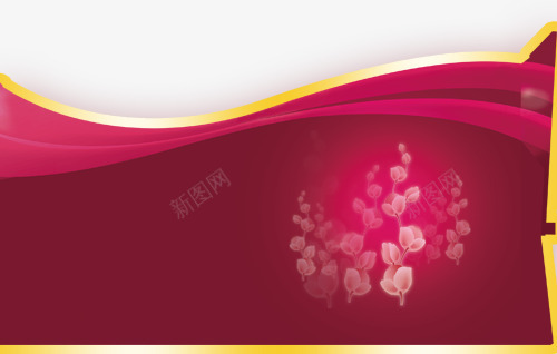 紫红色带白色花的飘带png免抠素材_新图网 https://ixintu.com 白色花装饰 紫红色背景 装饰图案 飘扬的丝带