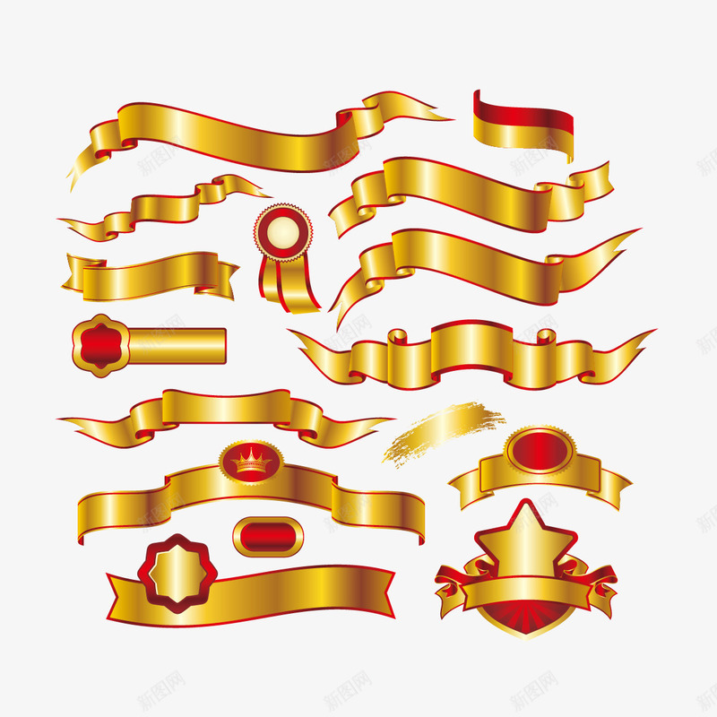 红边金色丝带png免抠素材_新图网 https://ixintu.com 丝带 多种丝带 金色丝带