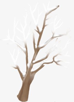 创意手绘覆盖雪树枝造型冬天素材