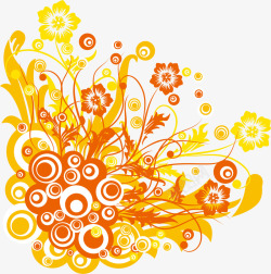 花纹花卉金黄色装饰背景图矢量图素材