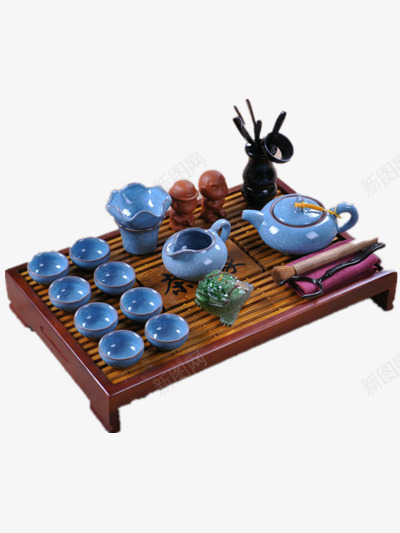 整套茶具png免抠素材_新图网 https://ixintu.com 产品 茶元素 茶具素材 茶具组合 蓝色元素