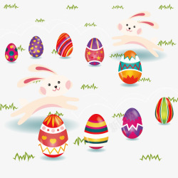 复活节彩蛋兔子插画素材