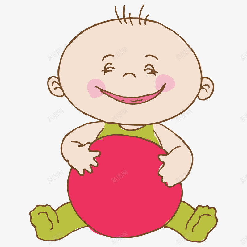 抱着球坐着的婴儿png免抠素材_新图网 https://ixintu.com 卡通 可爱 坐着 婴儿 孩子 宝宝 手绘 红色玩具球