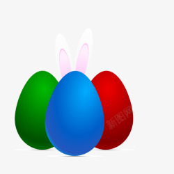 红黄绿蓝复活节彩蛋兔子高清图片