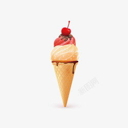一个甜筒冰淇淋卡通冰淇淋矢量图高清图片