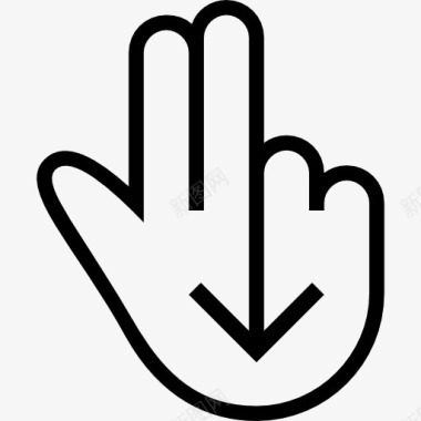 两个手指向下滑动手势手大纲符号图标图标