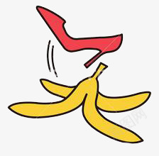 香蕉皮和高根鞋png免抠素材_新图网 https://ixintu.com 滑倒的动作创意组合 红色高根鞋 黄色香蕉皮
