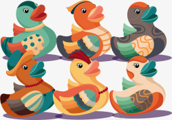 彩绘玩具颜色鲜艳的鸭子高清图片