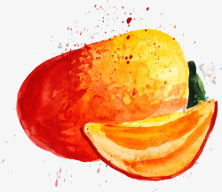 水彩的芒果夏季手绘黄色芒果高清图片