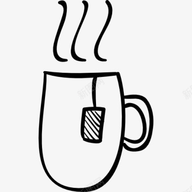 热茶杯手绘轮廓图标图标