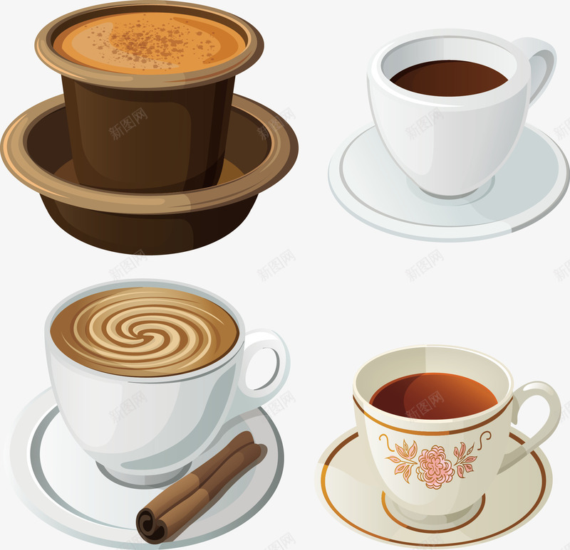 咖啡和茶png免抠素材_新图网 https://ixintu.com 中西结合 交流 文化 结合 茶叶 香浓