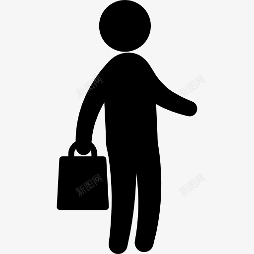 商人站图标png_新图网 https://ixintu.com 业务 人 包 手袋 手袋的轮廓剪影 男子组合 站在家庭的图标