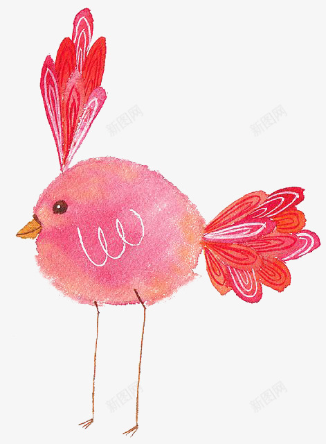 红色小鸟png免抠素材_新图网 https://ixintu.com 创意 动物 卡通 小鸟 手绘 插画 水彩 童话