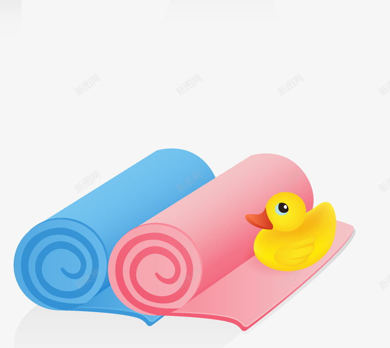 彩色毛巾和小黄鸭png免抠素材_新图网 https://ixintu.com 儿童玩具 卡通 可爱的 宝宝用品 小黄鸭 毛巾