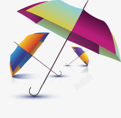 秋天雨季彩虹雨伞矢量图素材