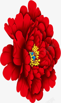 红色卡通手绘花朵分层素材