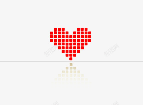 组合成心png免抠素材_新图网 https://ixintu.com 倒影 心形 方块 方块爱心 红色