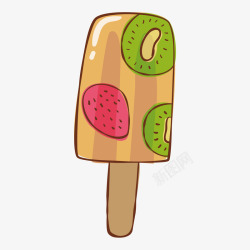 夏季冰棍炎热夏天奇异果草莓冰棍插画矢量图高清图片