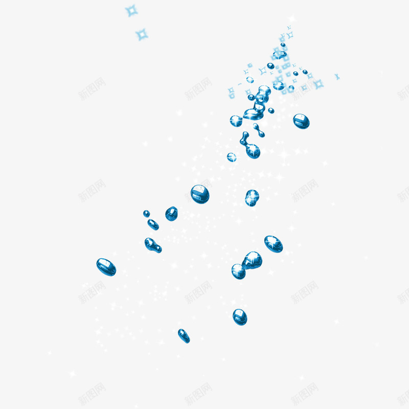 蓝色水滴png免抠素材_新图网 https://ixintu.com 水滴 漂浮素材 背景装饰素材 蓝色的气泡 蓝色的装饰