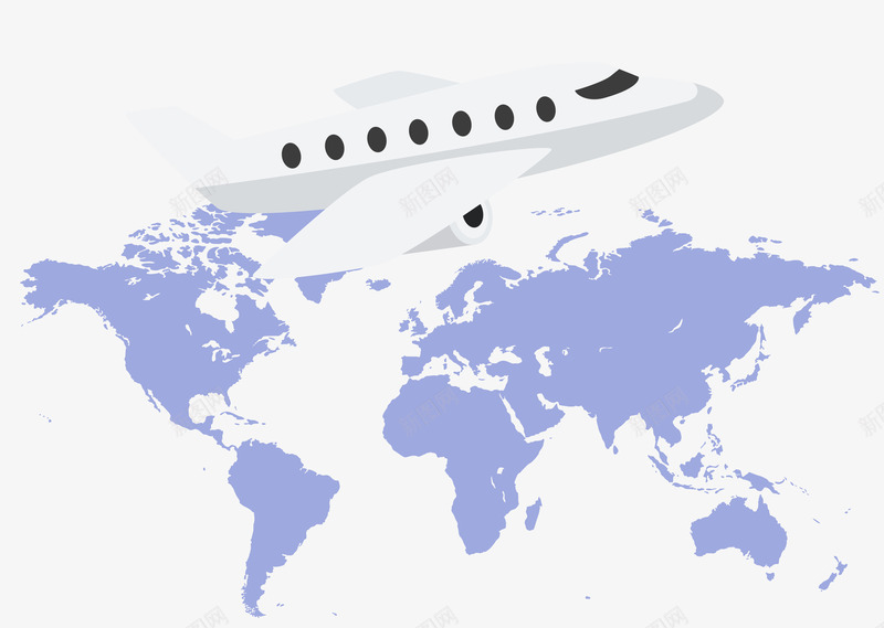 全球地图飞机png免抠素材_新图网 https://ixintu.com 地图 旅行 矢量素材 飞机